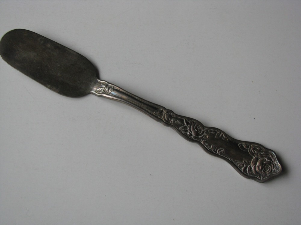 Vtg Wm William Rogers & Son AA Silver Plate Flatware 6' Butter Knife Rose Flower
