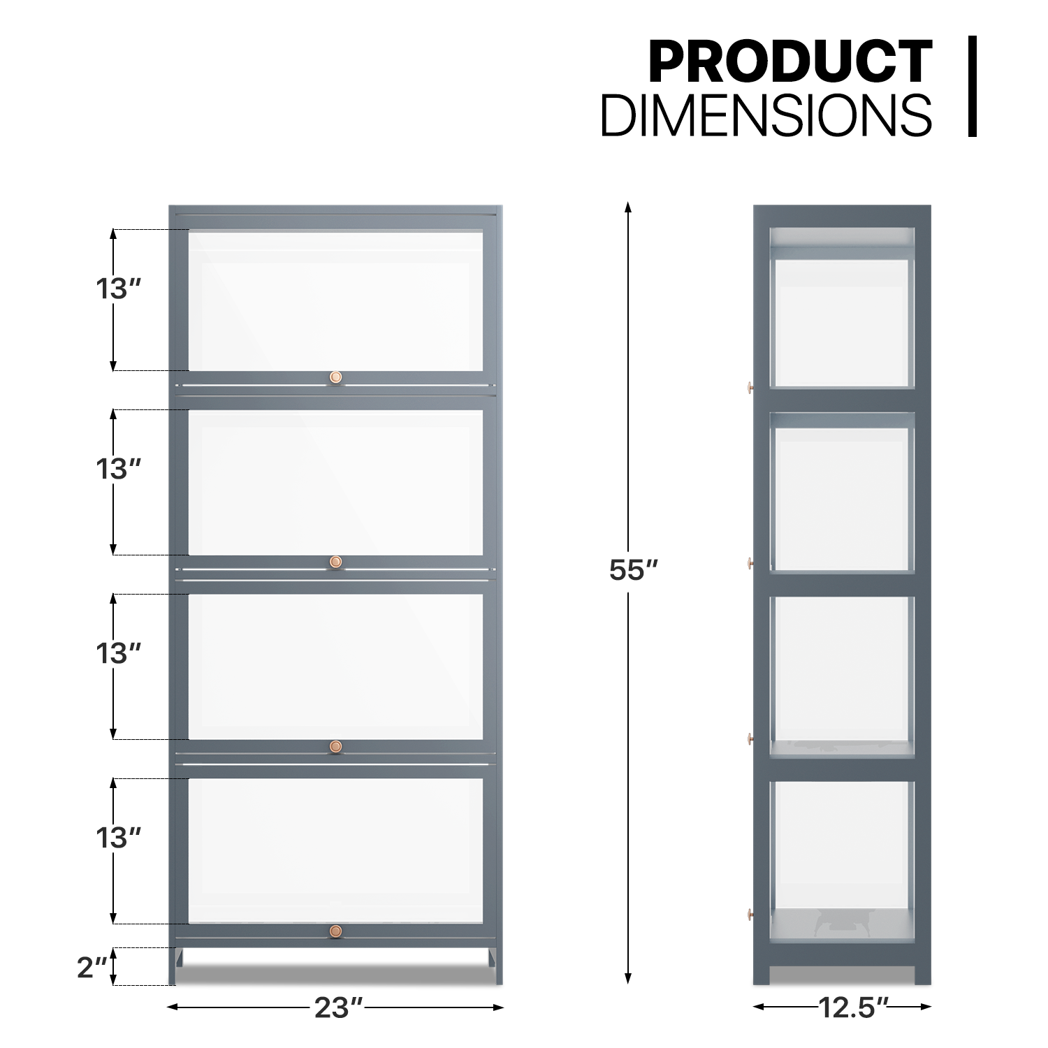 4 Tier 23"Display Cabinet Filp Up Acrylic Door Wine Showcase Craft Storage Shelf
