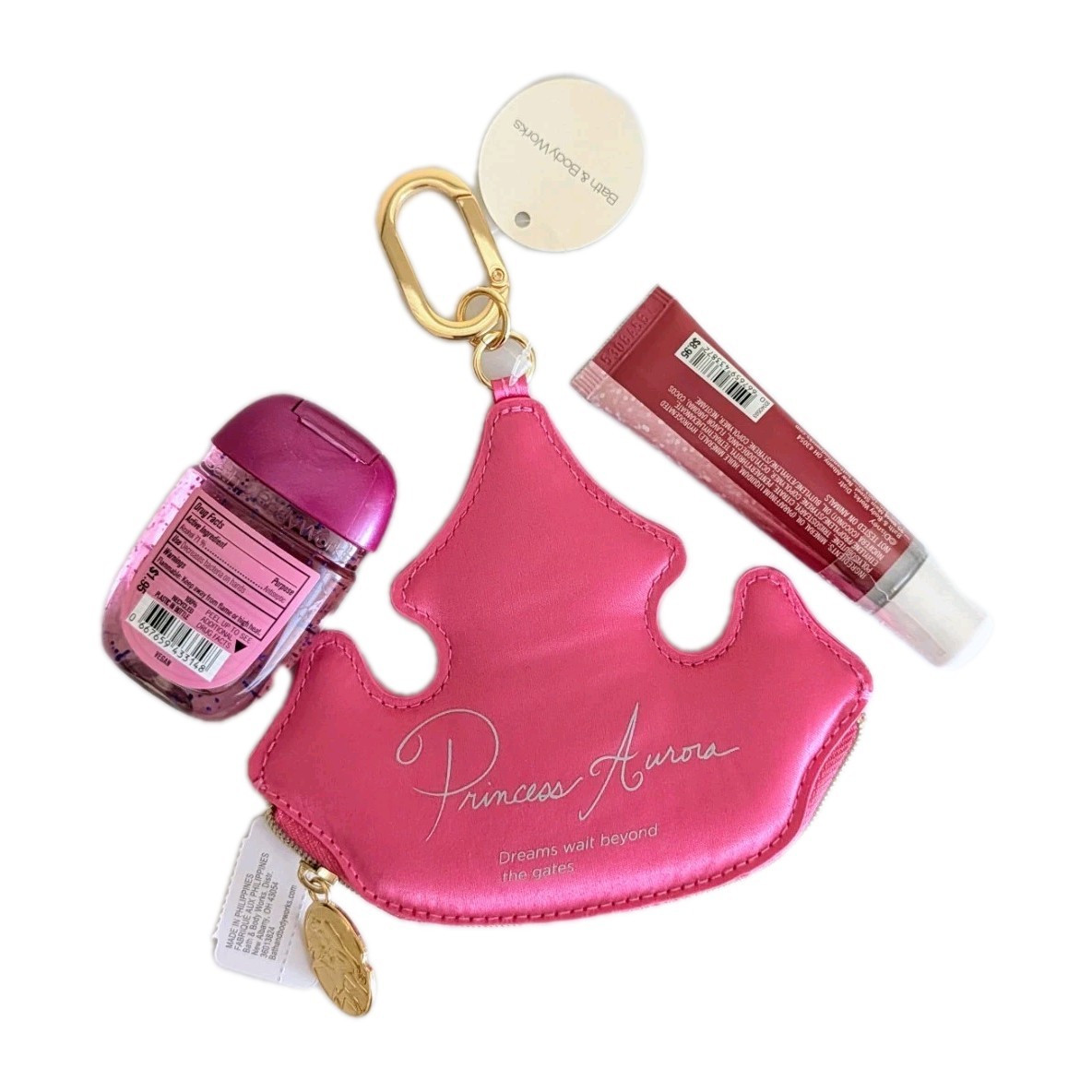 Bath & Body Works Disney Princess Aurora Coin Purse, Hand Sanitizer & Lip Gloss