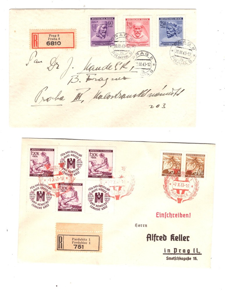 Bohemia   Moravia  2    covers,  one  registered