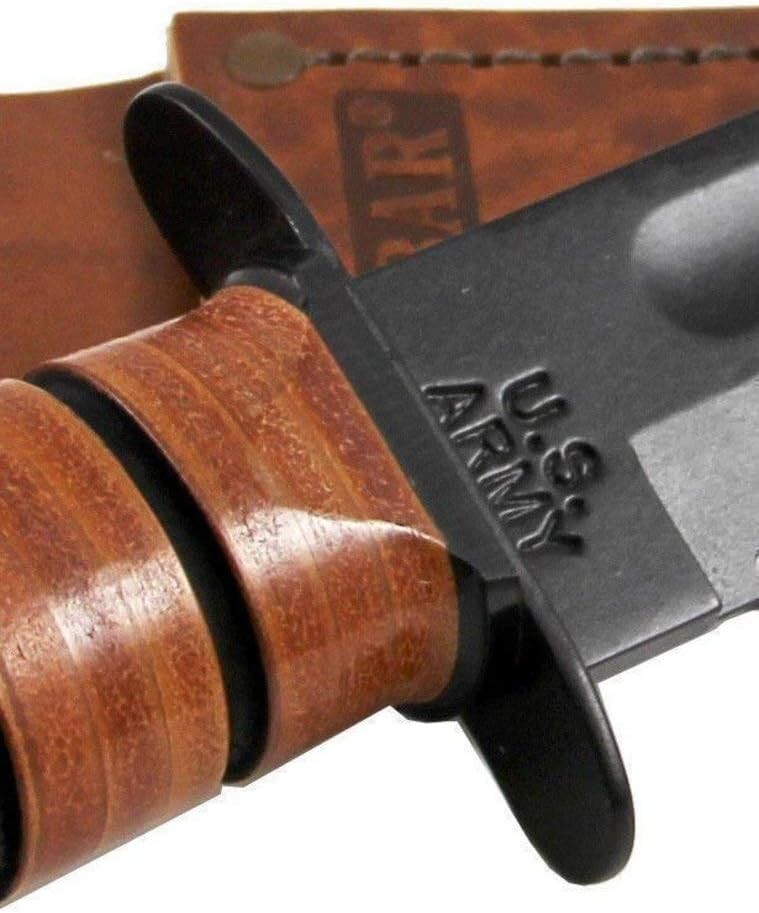 Rust-Resistant Army Utility Knife with Leather Sheath - 7-Inch Precision Blade