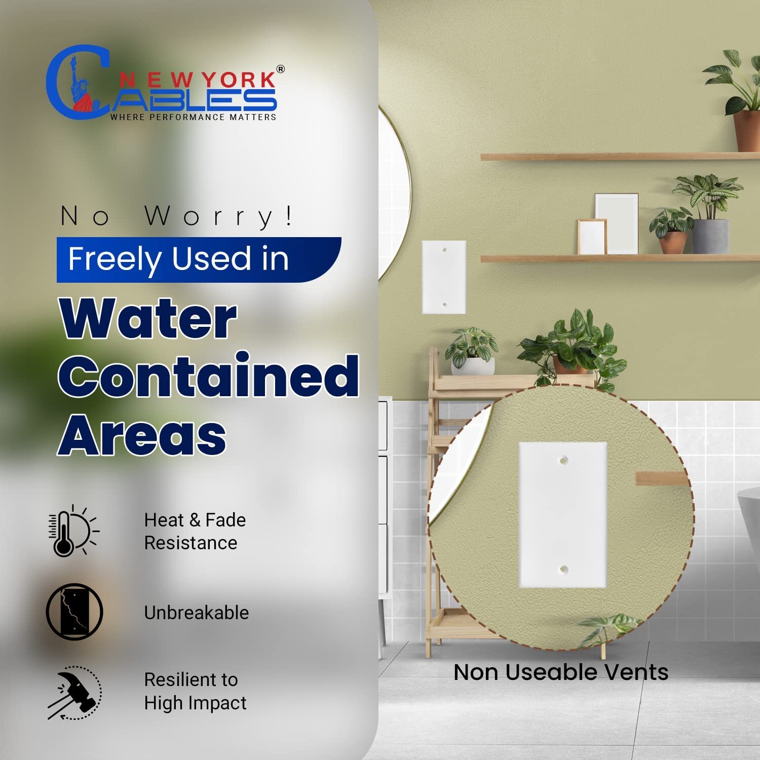 Cat6 Ethernet Wall Plate 1-Port Standard Keystone Jack Face Plate 10-Pack White