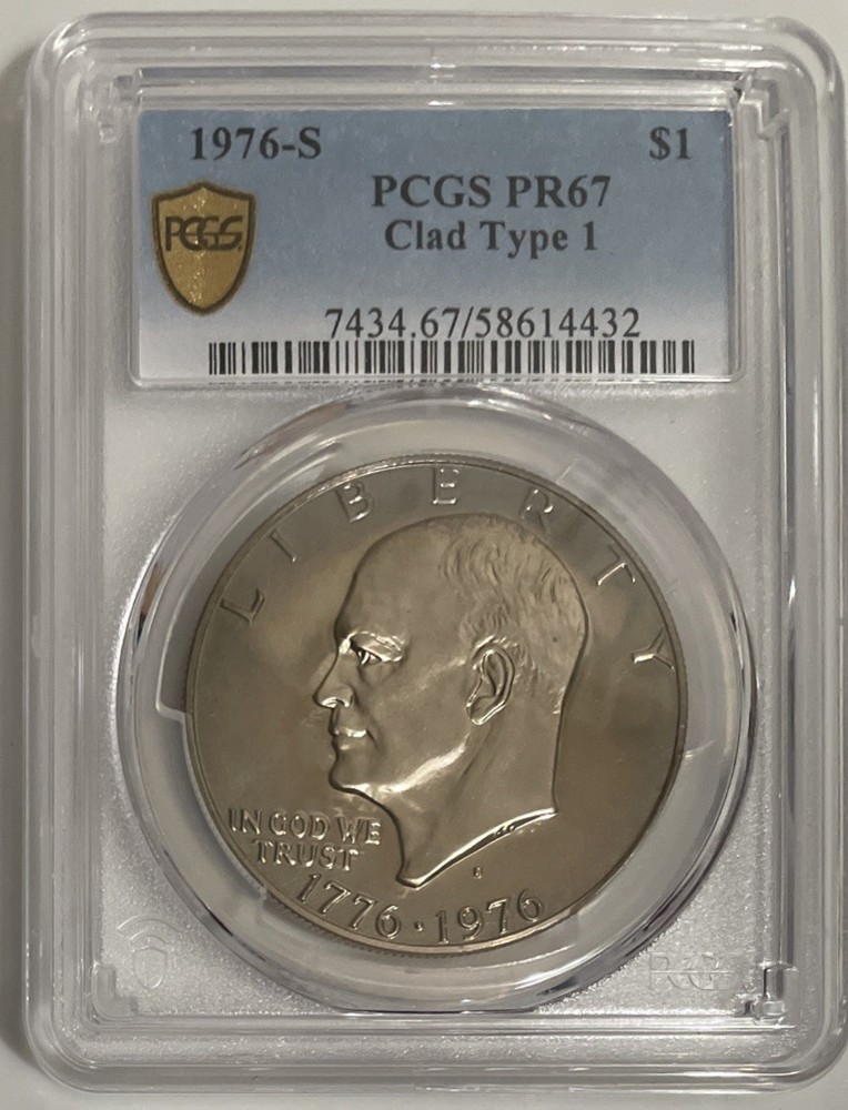 PCGS 1976-S $1 Clad Type 1 Proof Eisenhower Dollar (PR67)