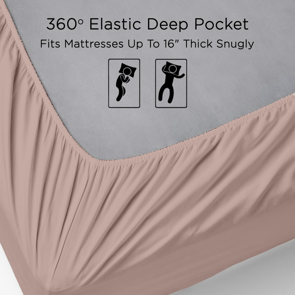 Luxury 1000 Thread Count King Size Egyptian Cotton Sheets Set - Blush