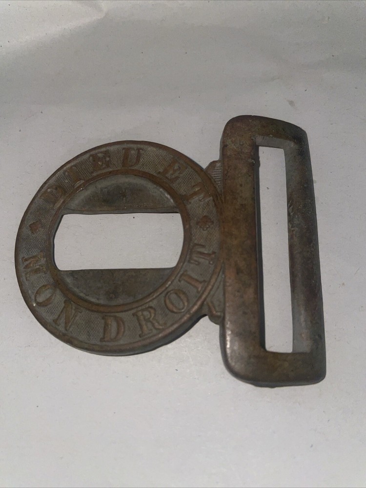 Antique WW2 Period British Bronze Belt Buckle “Dieu Et Mon Droit” God & My Right