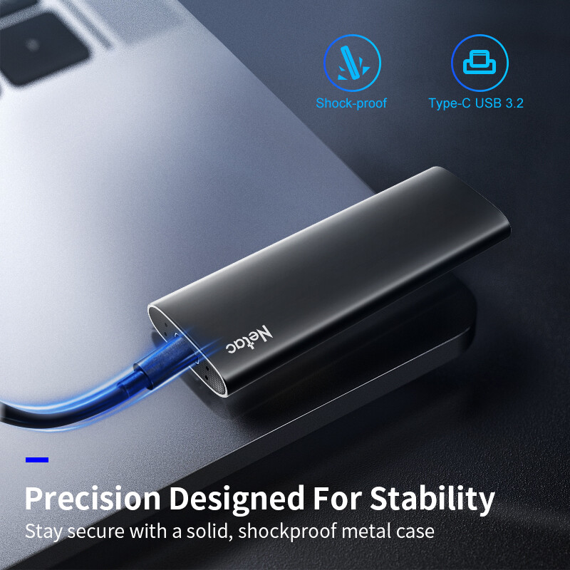 Netac 500GB Portable SSD USB 3.2 Gen2 Type-C External Solid State Drive 500MB/s