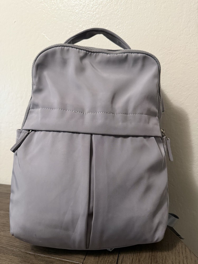 Gray Nylon Laptop Backpack with Zipper Closure, Adjustable Straps, 4 Pockets