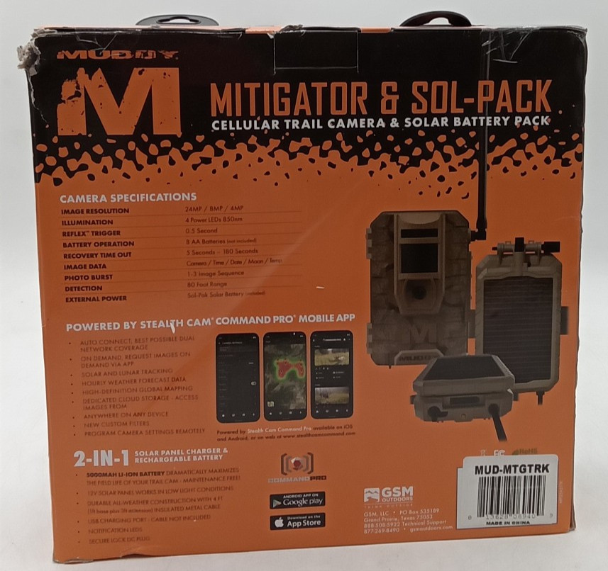Muddy Mitigator Cellular 24MP Imaging Trail Camera with Solar Battery Bundle