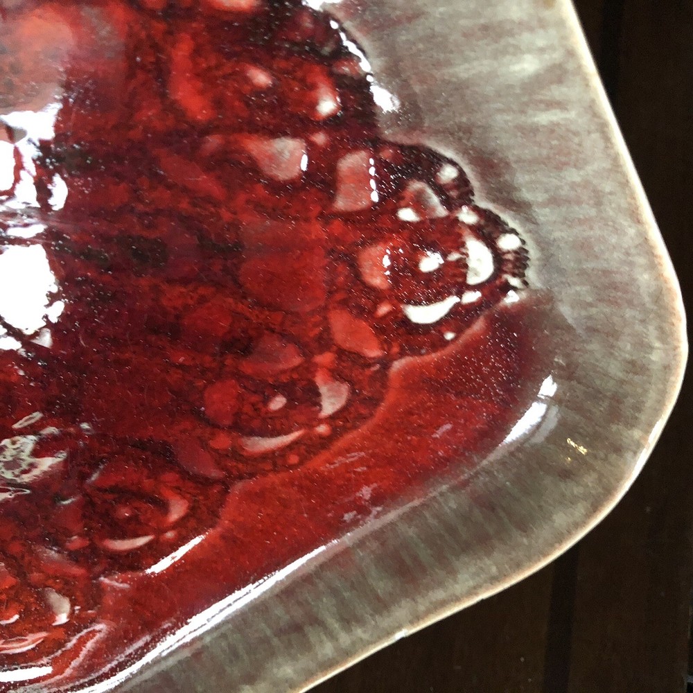 Bantam Tileworks 18” x 8.25” Rectangle Textured Glossy Deep Red Serving Platter