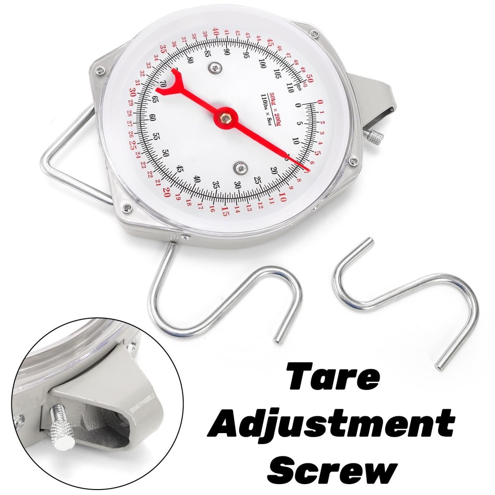 Acshio Precision Hanging Scale, 110 LB / 50KG Spring Dial Weight Scale Large ...