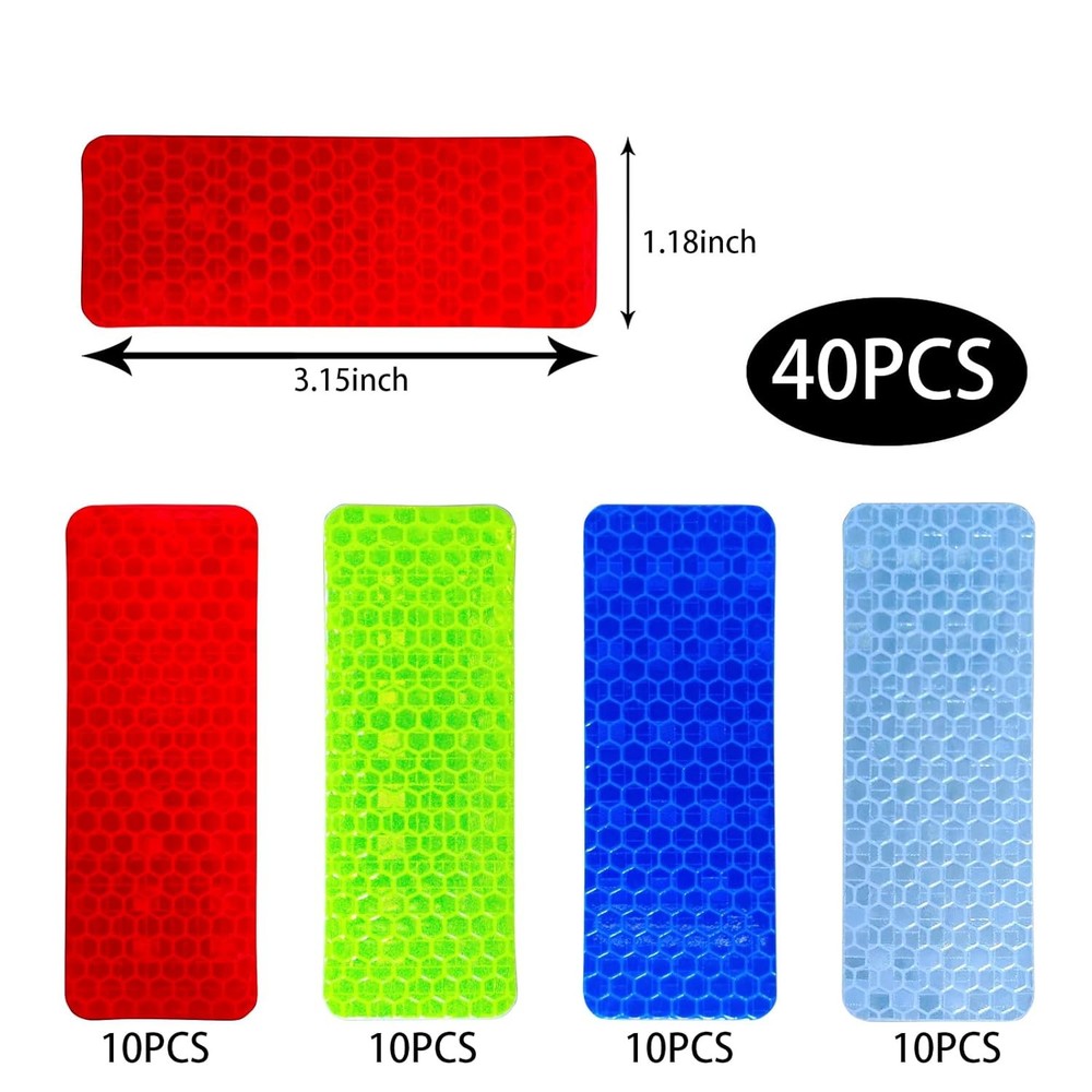 40 PCS Reflective Stickers, High Visibility Tape, Multicolor