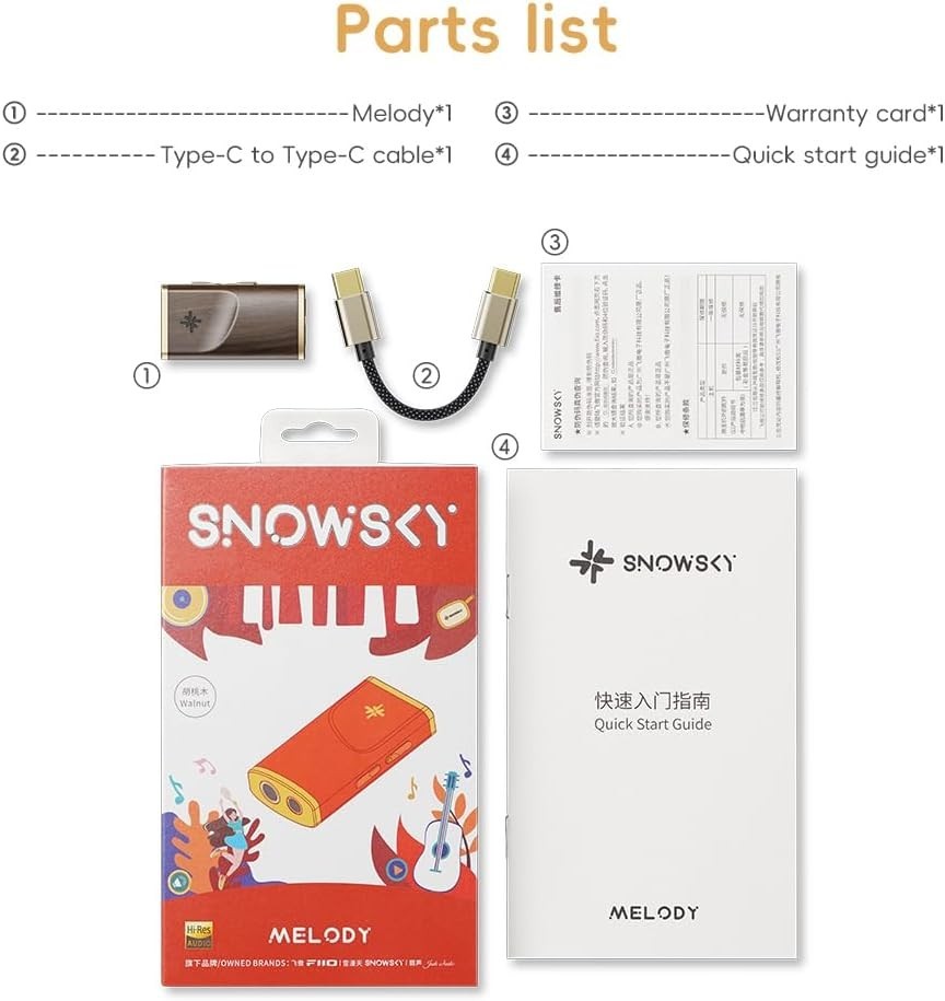 FiiO/Snowsky Melody Headphone Amp Portable DAC, w/3.5&4.4mm,10-Band PEQ (Walnut)