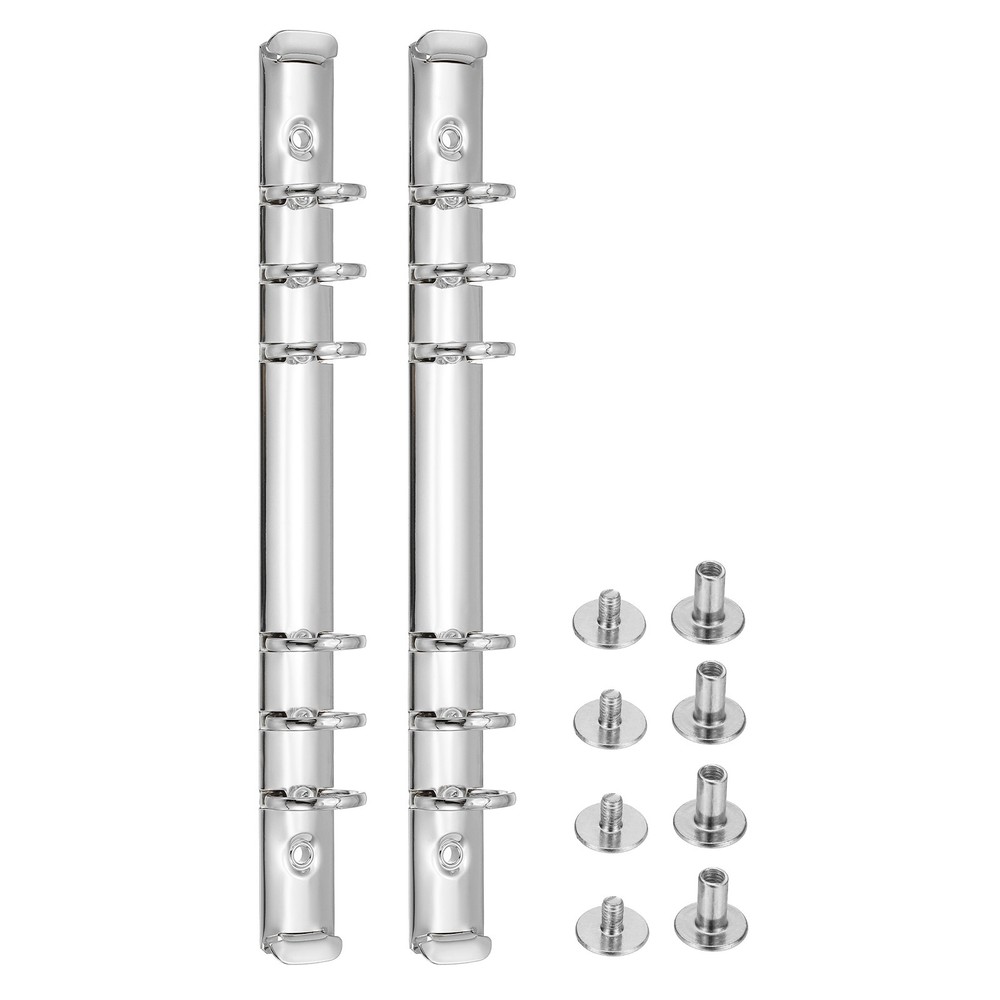 A5 Ring Binder Mechanisms, 2 Set 6-Hole Replacement Binder Planners, Silver Tone