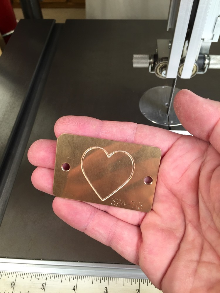 MEDIUM HEART SOLID BRASS MASTER ENGRAVING PLATE FOR NEW HERMES FONT TRAY