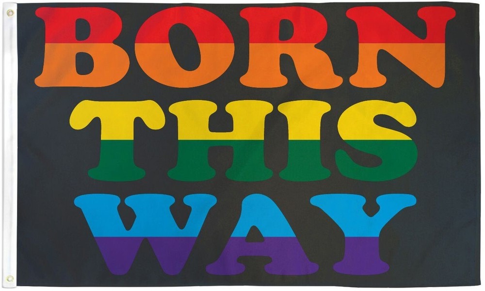 "BORN THIS WAY" Polyester Double Sided High Quality 3 ft x 5 ft Flag