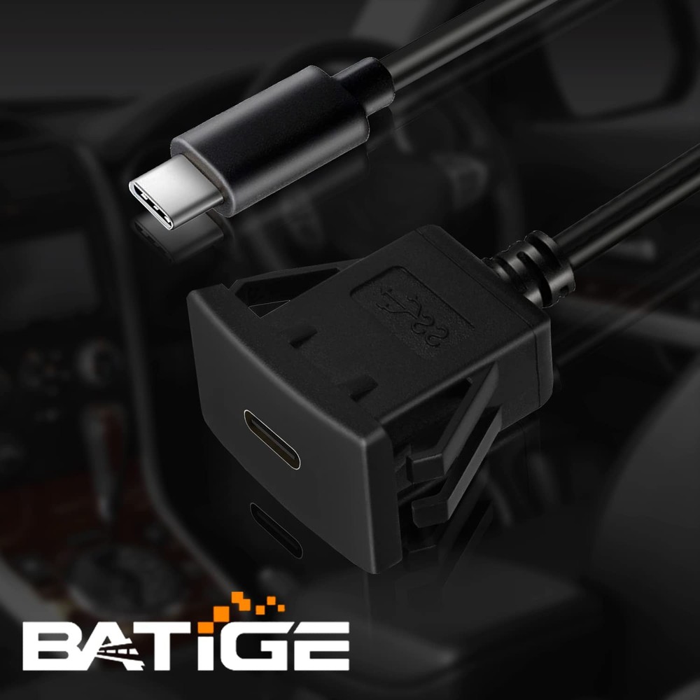 BATIGE Square Type C 3.1 Car Flush Mount Cable USB C Panel 3ft, Black
