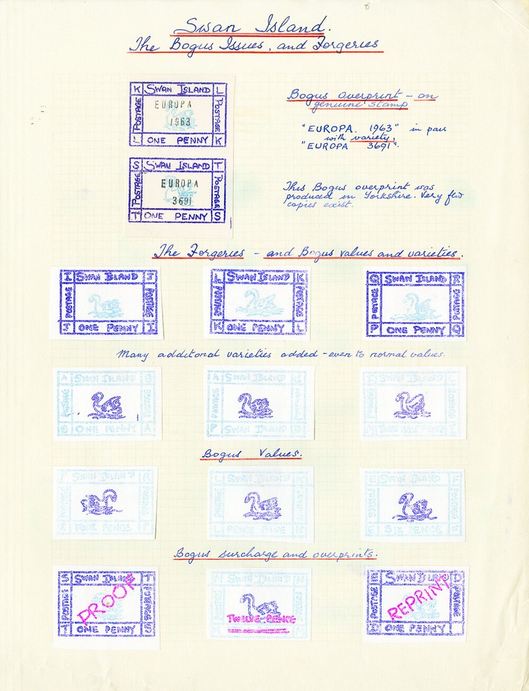 Swan Island Stamp Forgeries Reference Collection