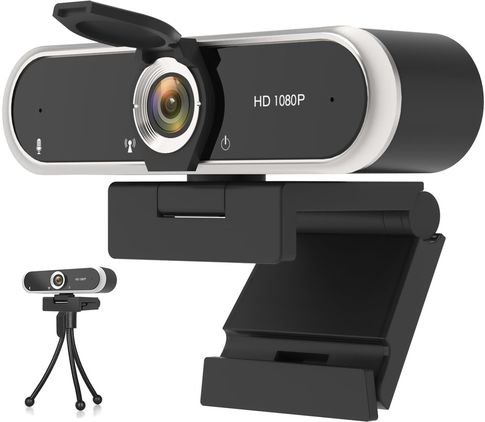 1080P Webcam w Microphone USB Camera Auto Light Correction
