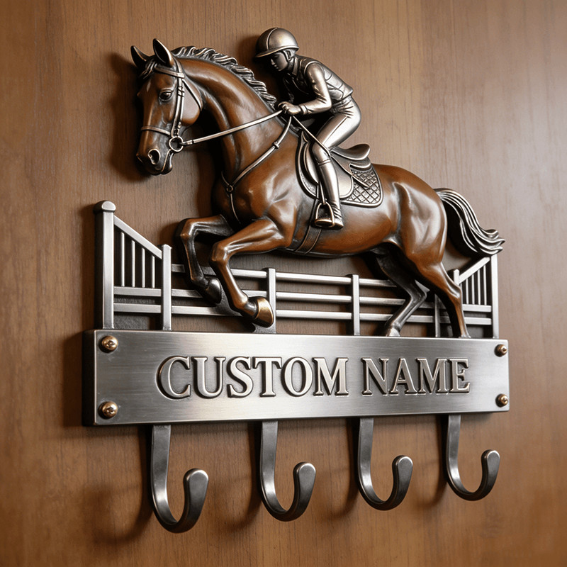 Personalized equestrian-themed hooks key holder