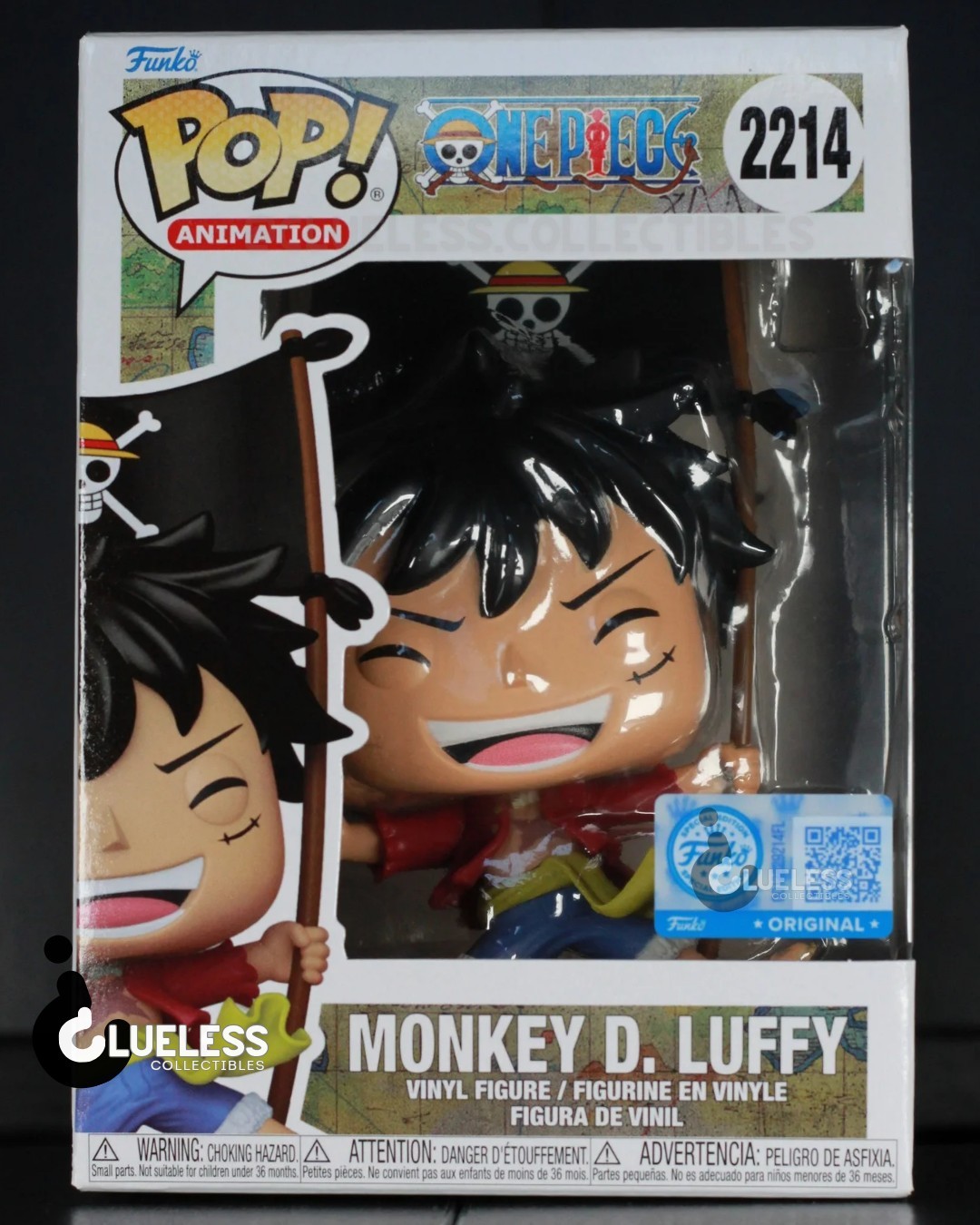 Funko Pop! One Piece Luffy with Flag #2214 Exclusive And Pop Protector