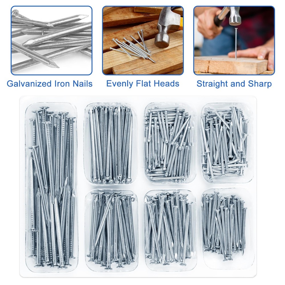 STUHAD 400pcs Hardware Nails Assortment Kit, Picture Hanging Nails,...