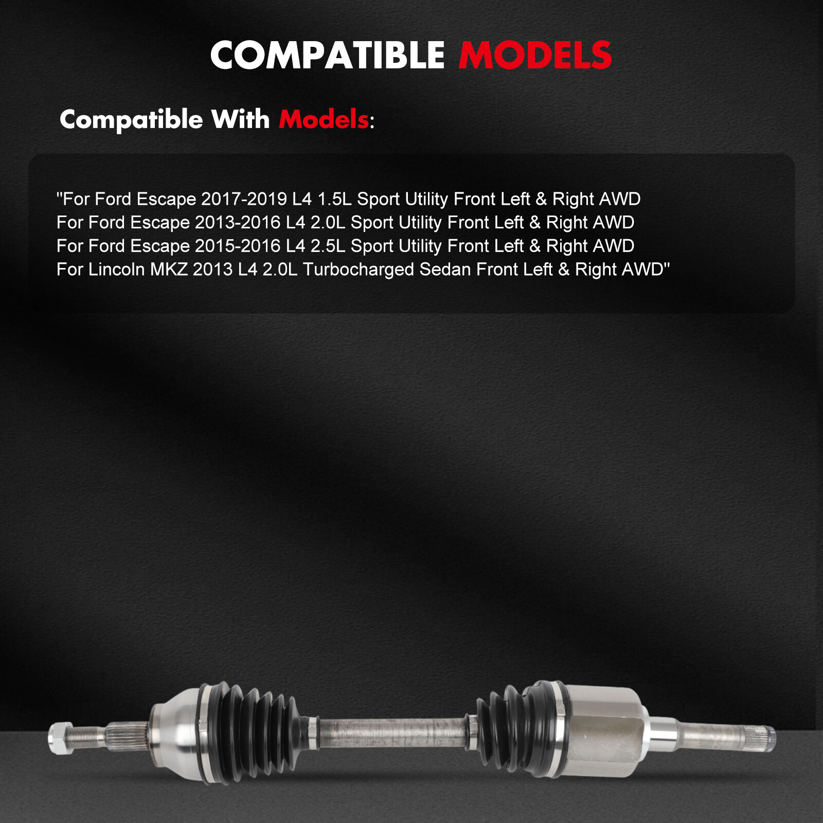 Front Left & Right CV Axles For Ford Escape 2013 2014 2015 2016 2017-2019 AWD