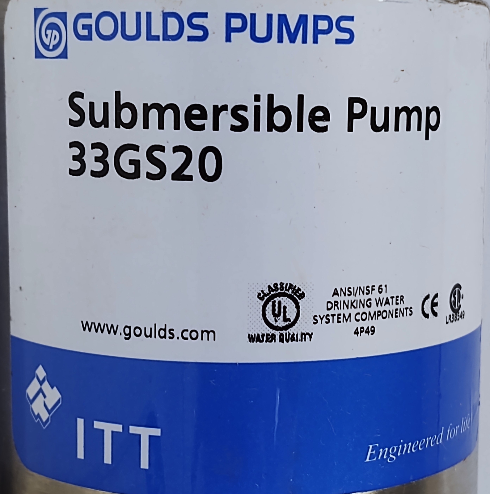 ITT 33GS20 Goulds 33 GPM 2 hp 4 in Submersible Pump
