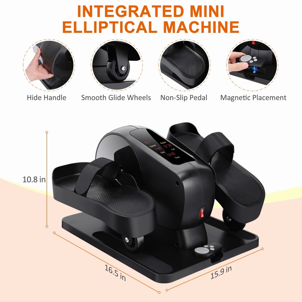Under Desk Elliptical Machine, Dual Mode Ellipse Leg Exerciser While Sitting~LCD