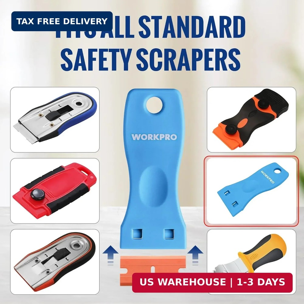 WORKPRO 200 Pack Plastic Razor Blades, Double Edged Scraper Blades, Safety Razor