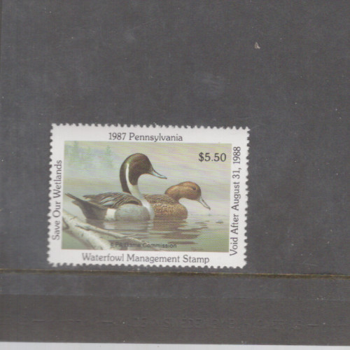 Pennsylvania State Duck Stamp 1987 $5.50   at face value