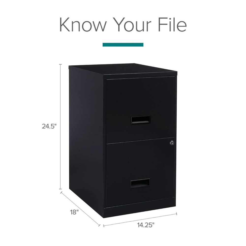 Space Solutions 18" Deep 2 Drawer Letter Width Vertical File Cabinet, Black