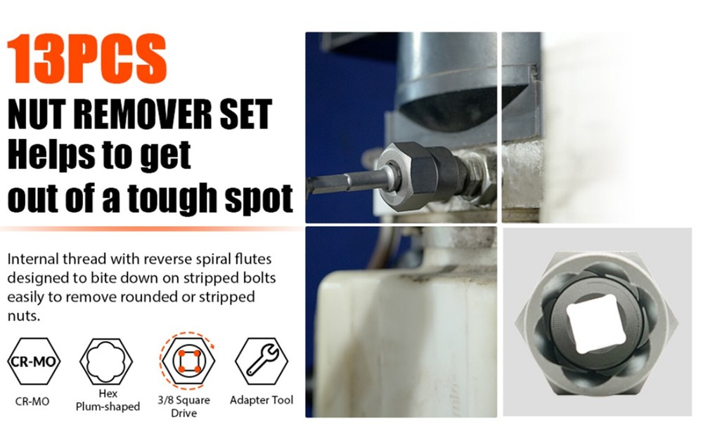 26pc Screws Bolt Extractor Set W/Reverse Drill Bit Kit Lug Nut Extraction EZ Out