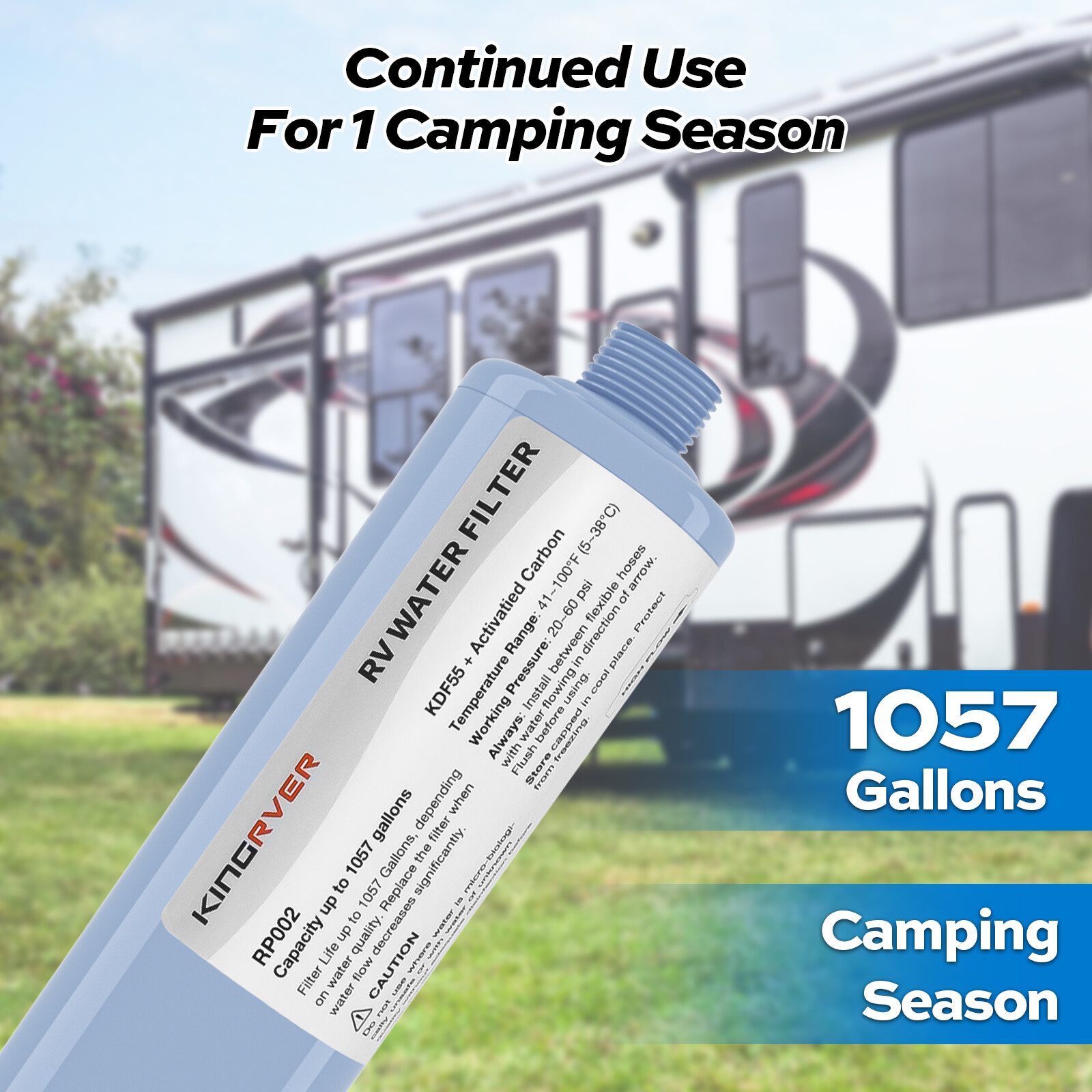 2* RV Water Filter w/Hose Protector for Drinking Reduces Chlorine Odor Sediment