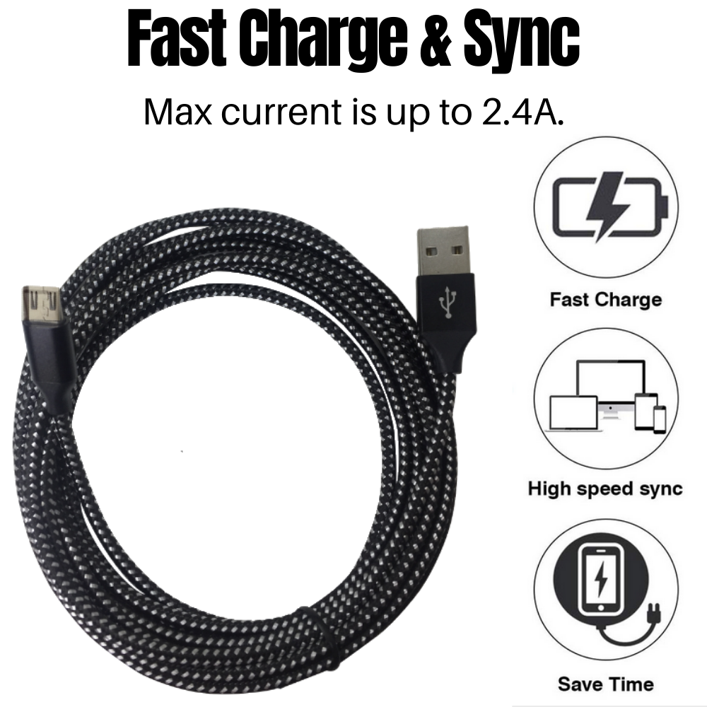 3/6/10Ft Micro USB3.0 Cable Fast Charge Data Sync For Samsung Android LG Charger