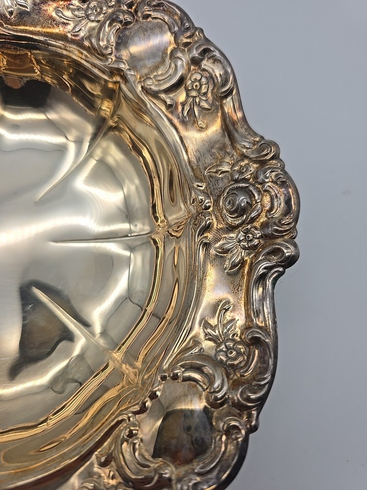 TOWLE - 4022 Brilliant Silver EP Electro Plated Rose Pattern Bowl 7.5" Diameter