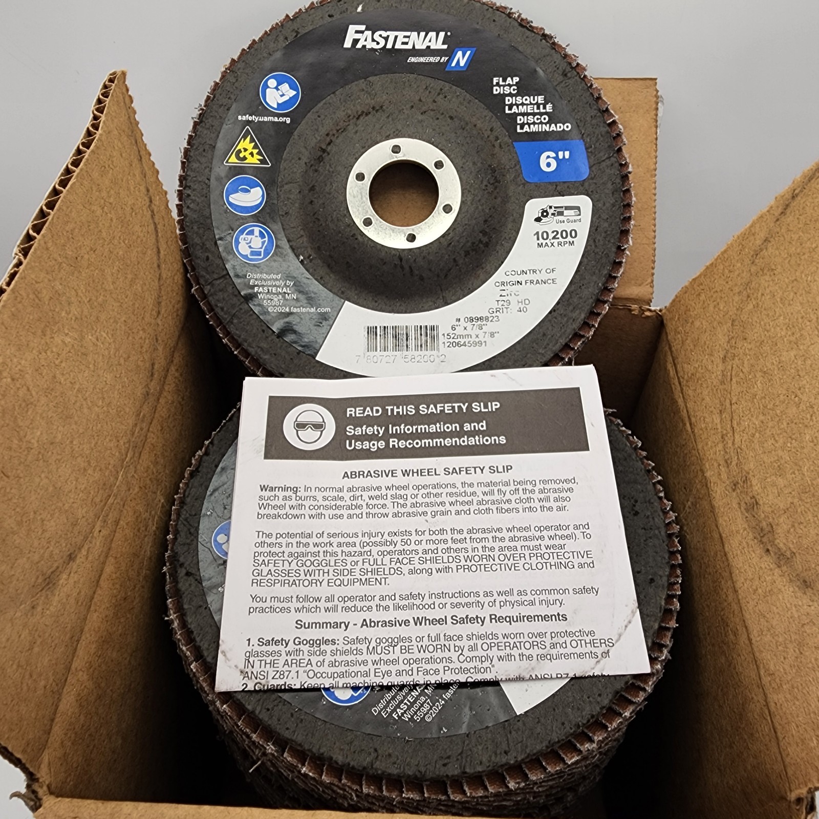 10x NORTON FASTENAL 6" Dia x 7/8" 40 Grit Extra Coarse Zirconia Flap Disc