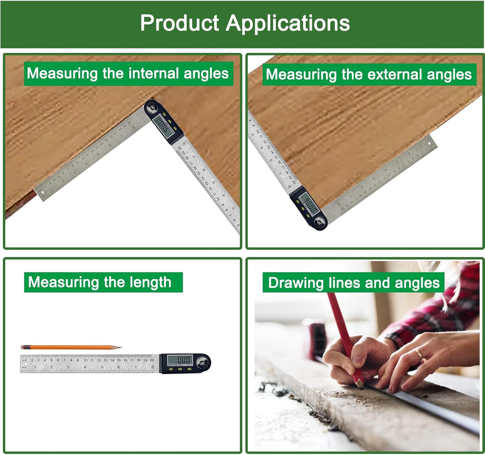 8 Inch Digital Angle Finder, Stainless Steel Digital Protractor Angle Ruler wit