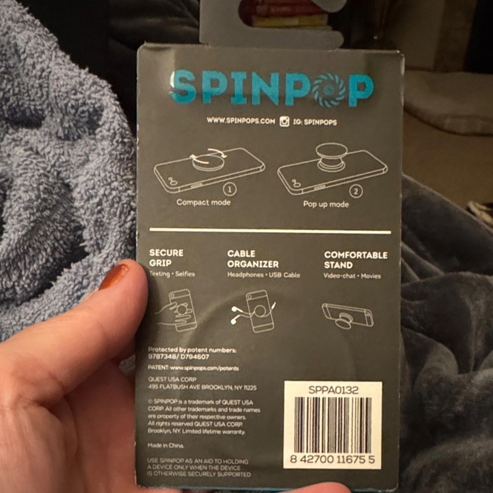 Marble Phone Grip - White