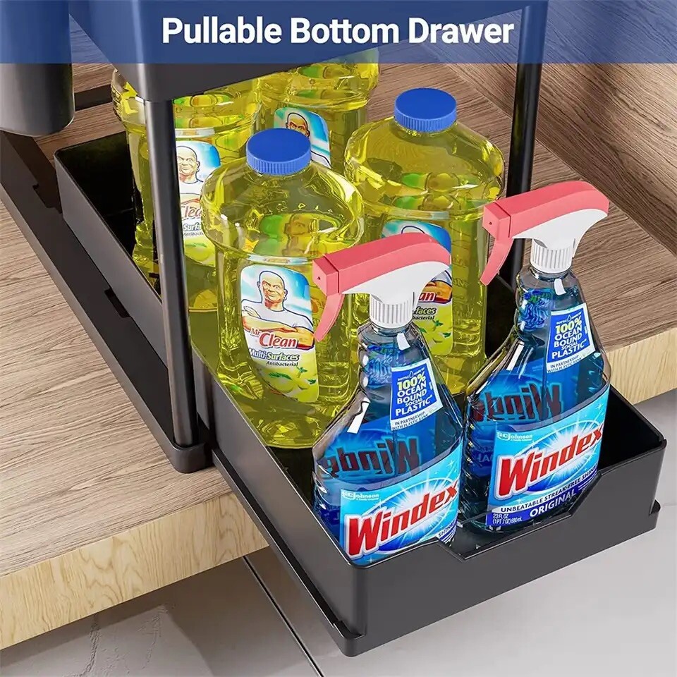 Set Of 2 Black under sink organizer