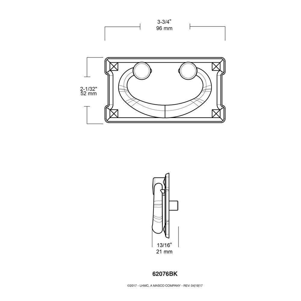 3" Mission Horizontal Bail Pull Flat Black