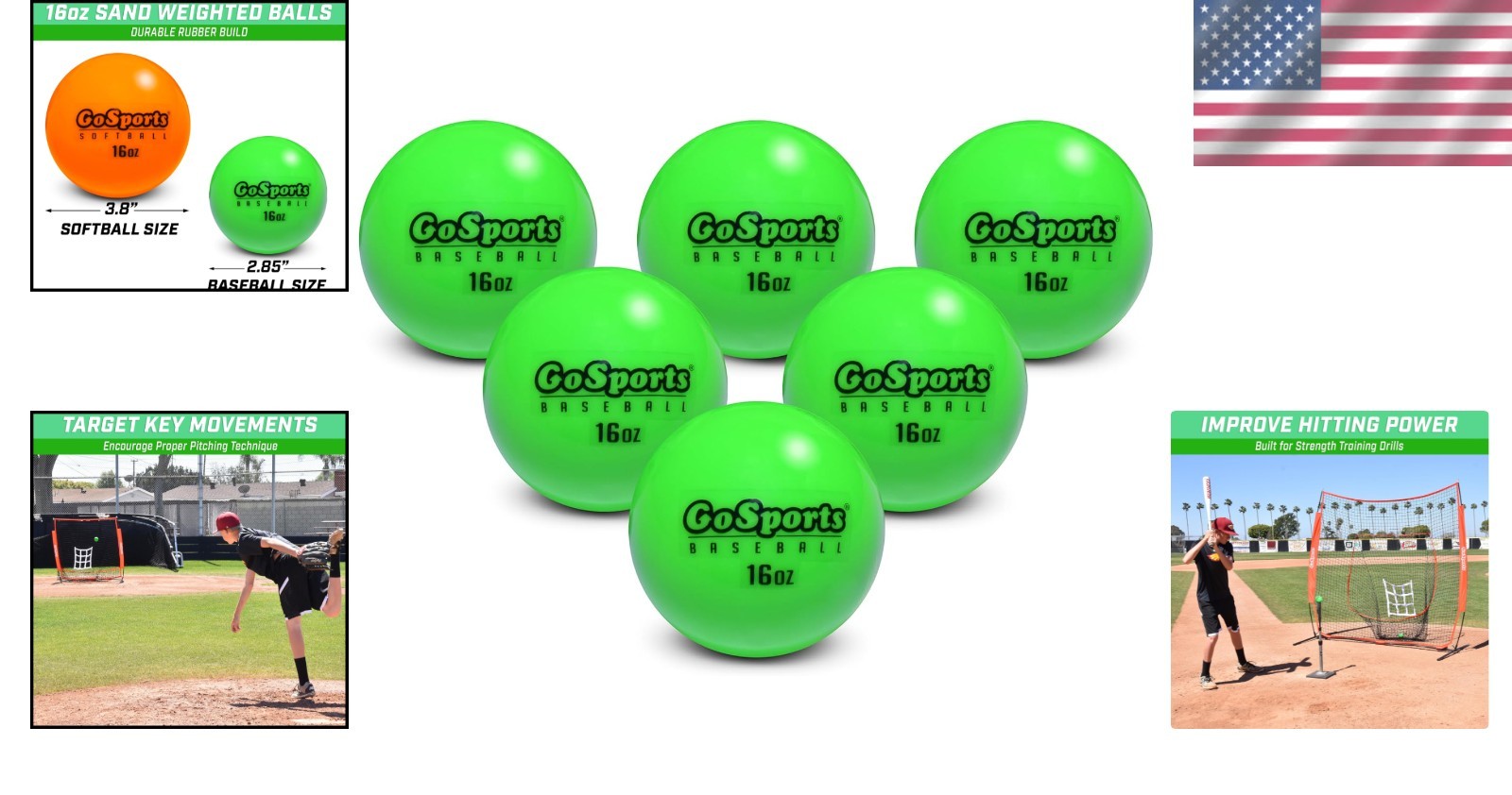 Gosports 2.8'' Weighted Training Balls - Enhance Power for Baseball & Softball