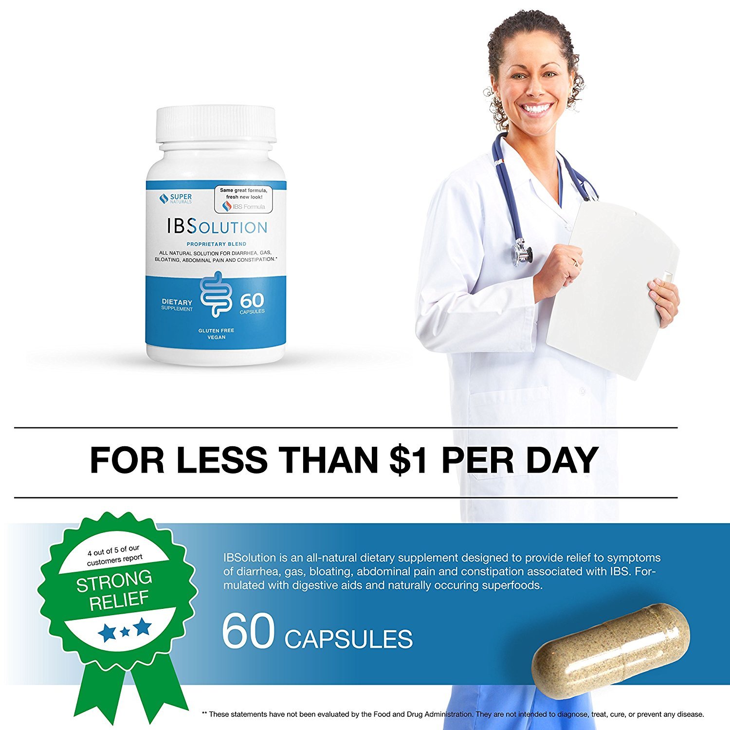 Natural IBS Treatment - IBSolution for Relief of Diarrhea Constipation/Bloating