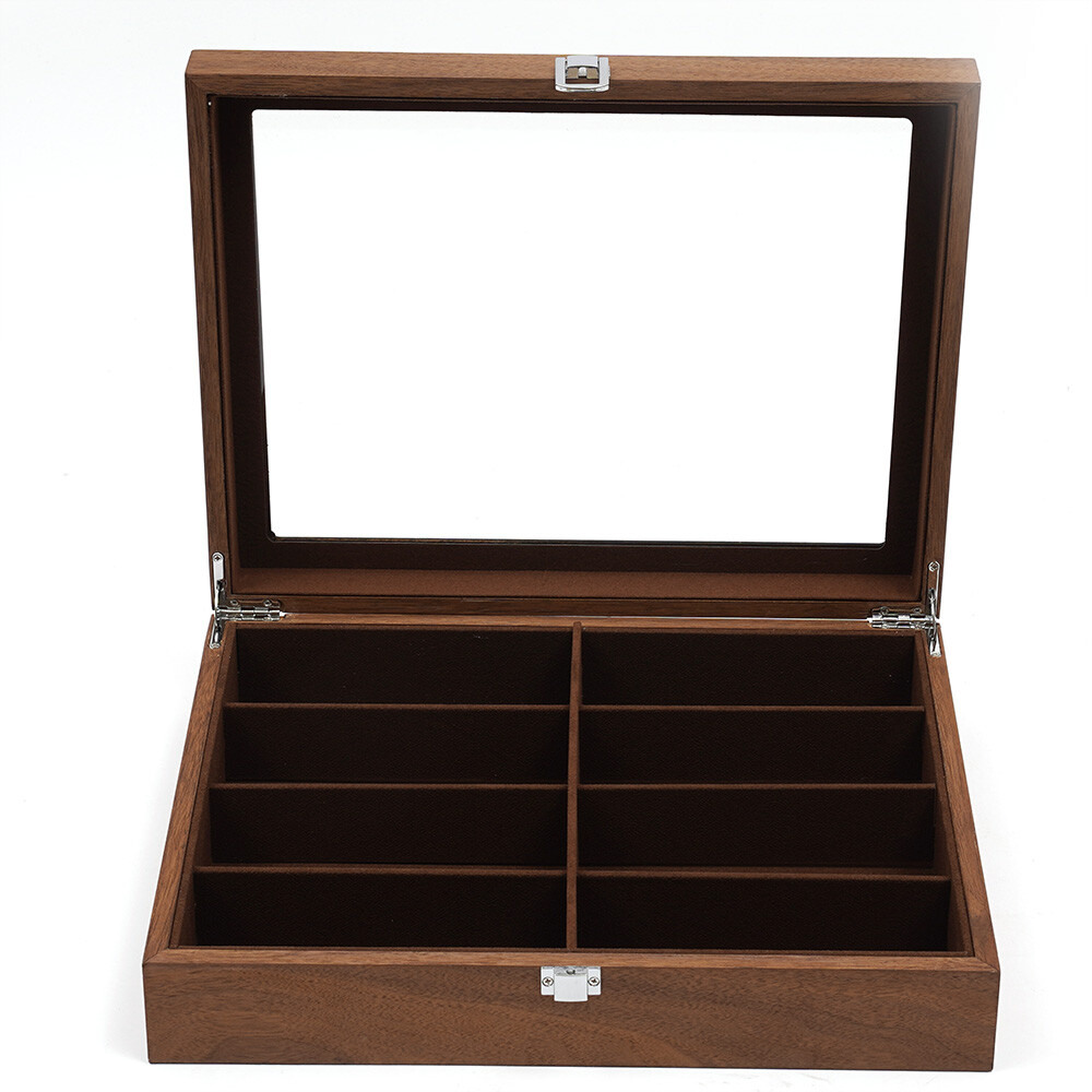 Eyeglass Box Sunglasses Display Box Glasses Case Storage 8-Bits Case Walnut Gift