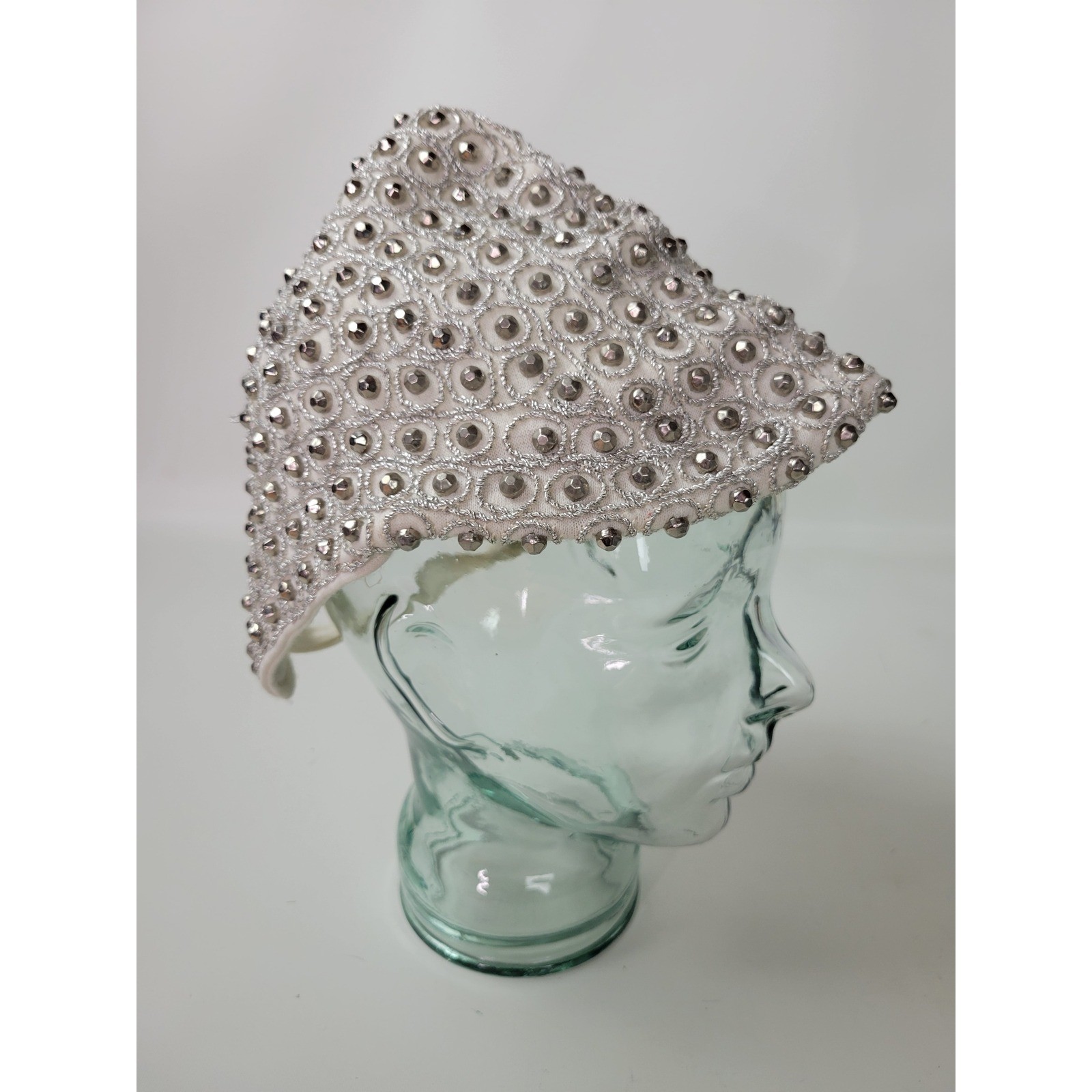 Vintage Mr Milton Studded Cocktail Helmet Hat Marshall Field Debutante Room