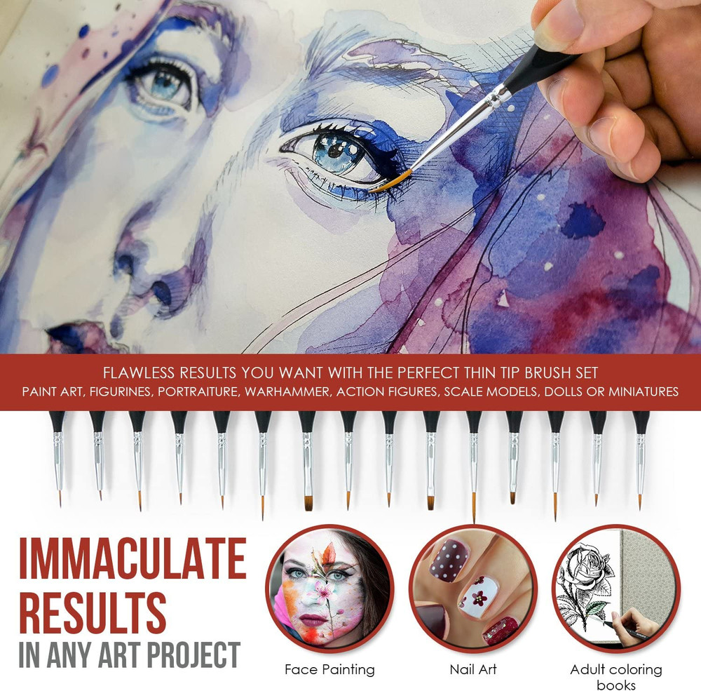 Fine Detail Paint Brush Set - Miniature Brushes with Ergonomic Triangular Handle