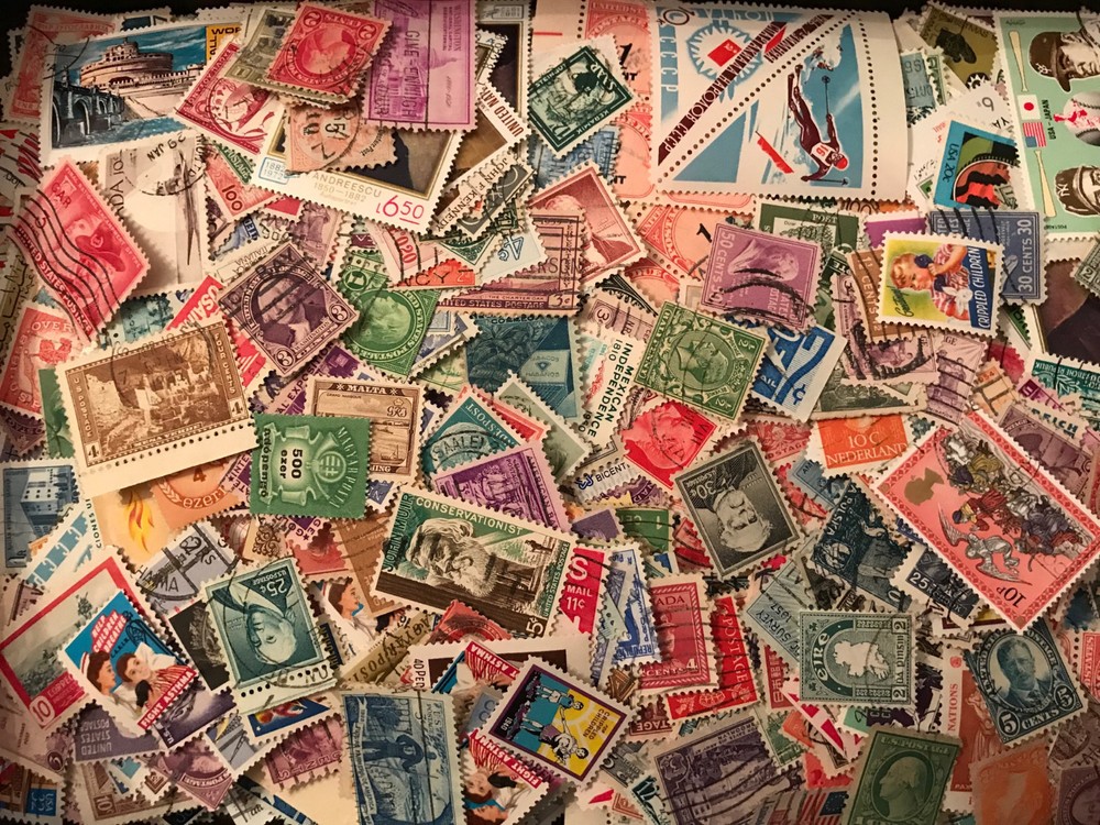 ~~VINTAGE TREASURES~~ 12+ WORLD STAMPS OFF-PAPER Different Size Issues