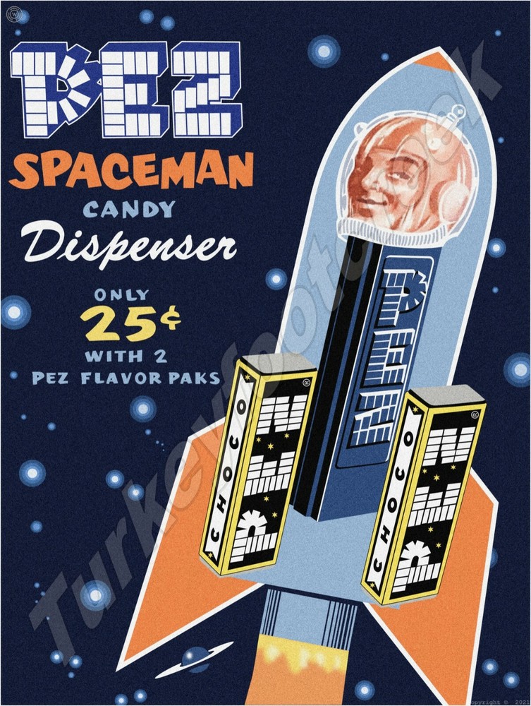 PEZ Spaceman 9" x 12" Metal Sign