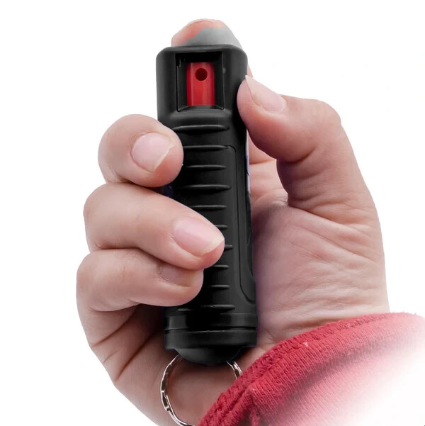 BURN Pepper Spray Keychain 1/2oz Black Self Defense Security Case Molded