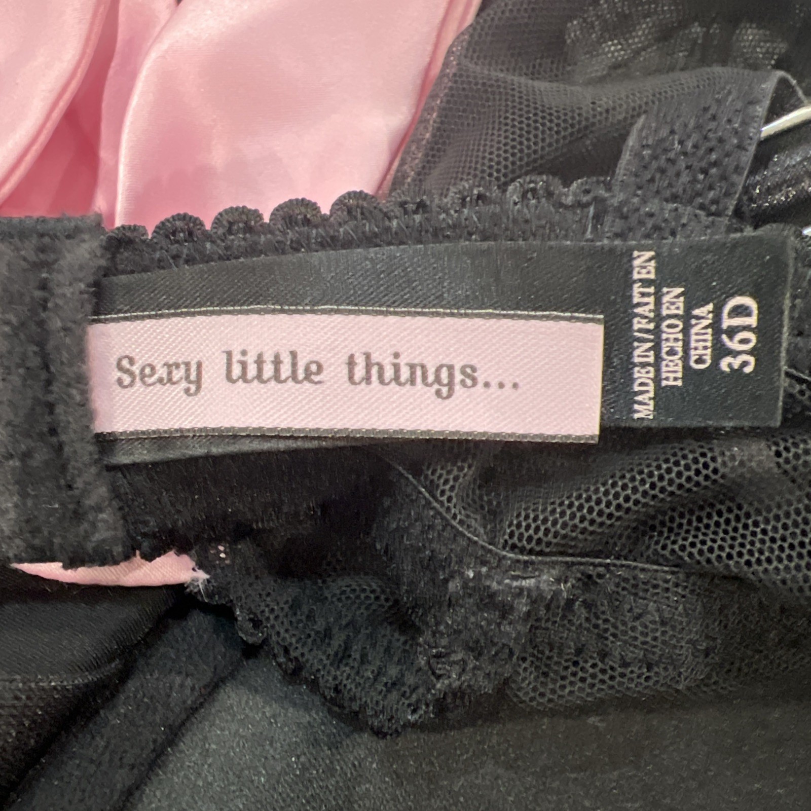 Vintage Y2K Victoria Secret Sexy Little Things Ruffle Bustier Black & Pink 36D