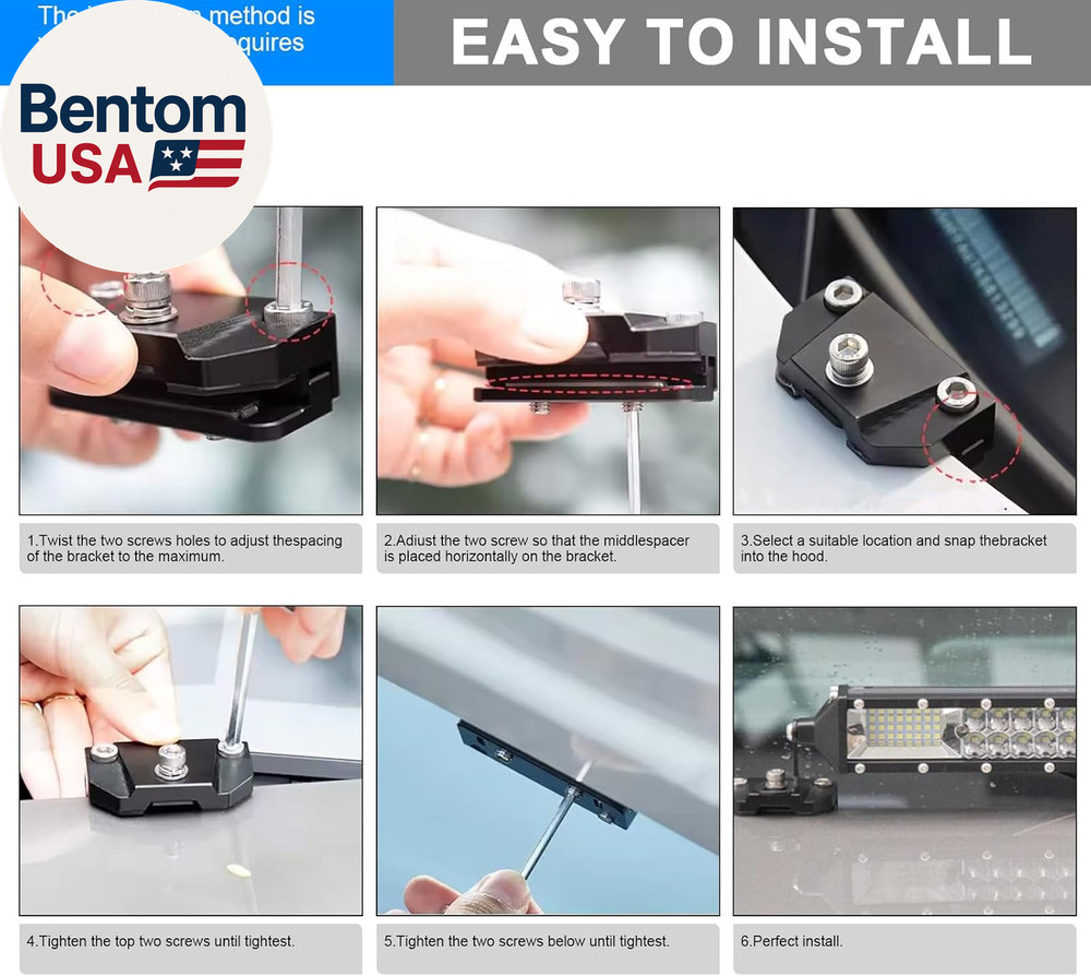 2PCS Universal Hood Light Mounting Brackets Ditch Light Brackets Adjustable Alum